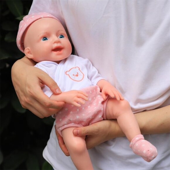 🆕17”Inch Realistic Full Silicone Reborn Baby Doll Girl Bald Doll  with Smile - Picture 5 of 8